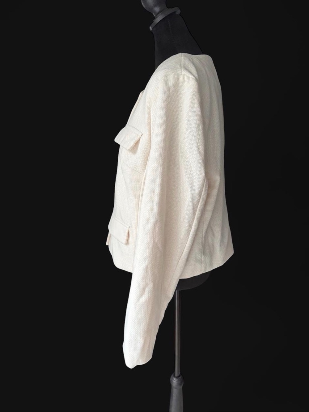 NWT A New Day Cream Textured Cropped Jacket Gold Button Blazer Large - Picture 3 of 8